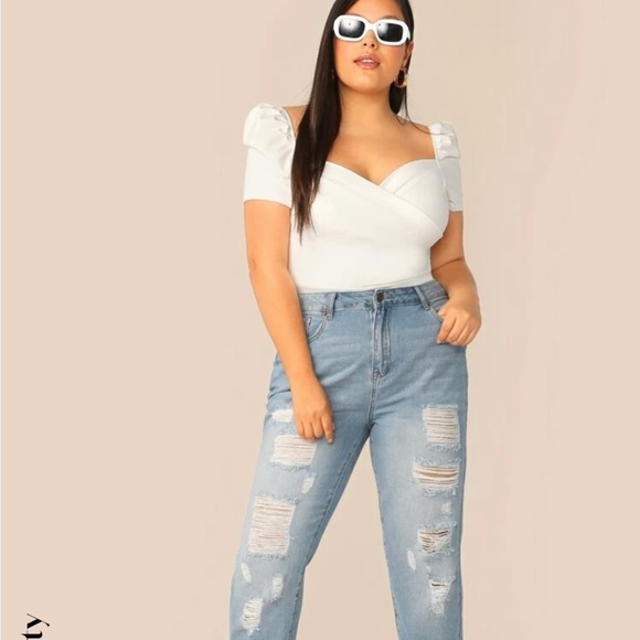 WHITE WRAP BODYSUIT- SZ 2XL - Picture 4 of 8